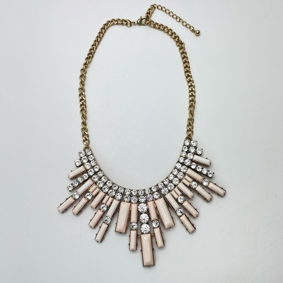 EGYPTIAN Style Light Pink Crystal & Gold Tone Statement Necklace - Picture 2 of 6